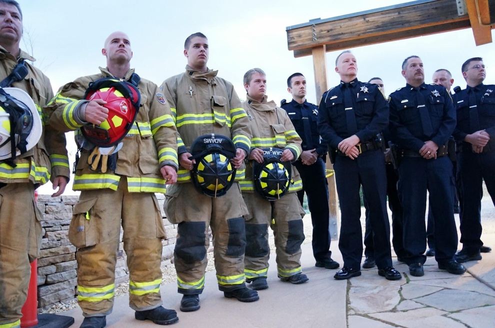 firefighters line