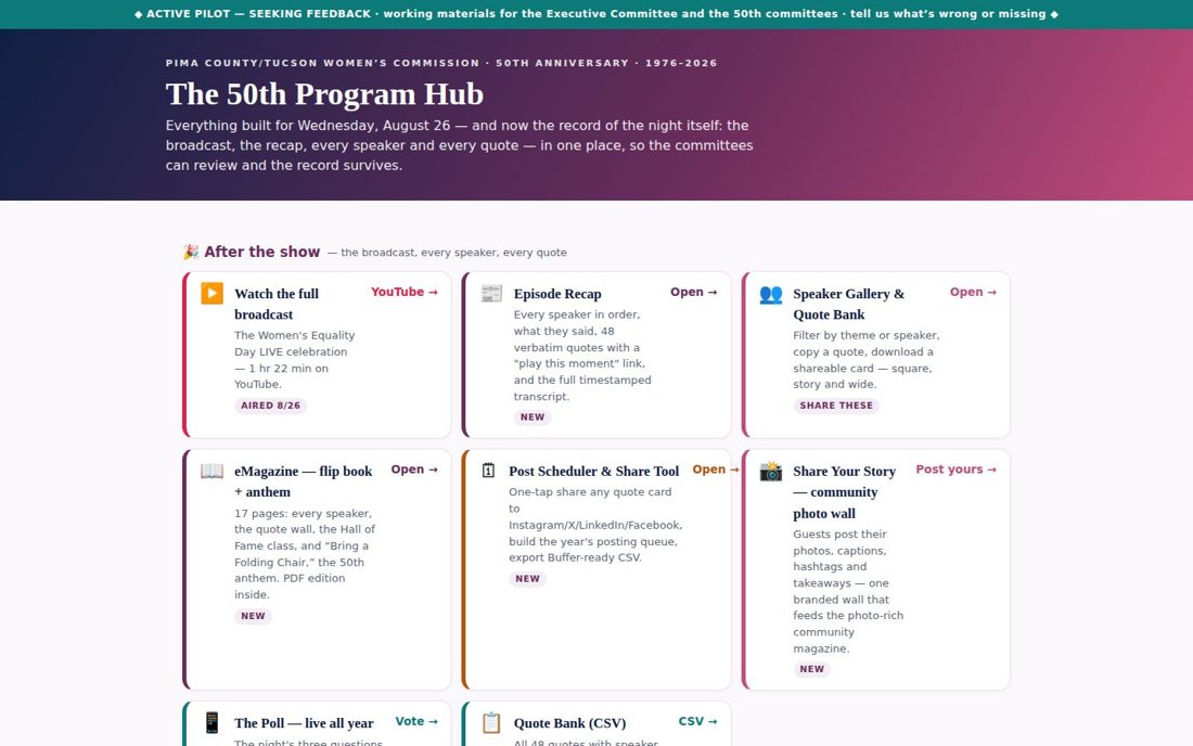 PCTWC 50th Program Hub